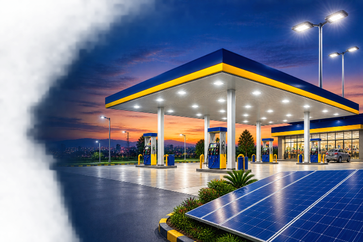 LED Canopy Lighting at Petrol Station